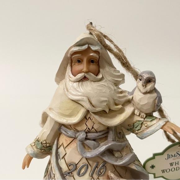 Jim Shore White Woodland 2016 Christmas Ornament Santa w/ Animals - Picture 2 of 16